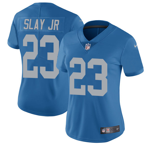 Nike Lions #23 Darius Slay Jr Blue Throwback Women's Stitched NFL Vapor Untouchable Limited Jersey